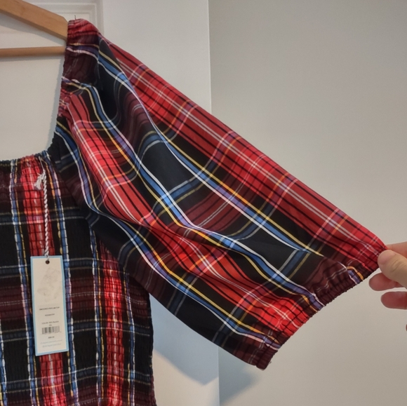 Draper James RSVP Plaid Smocked Peplum Top - Picture 6 of 14